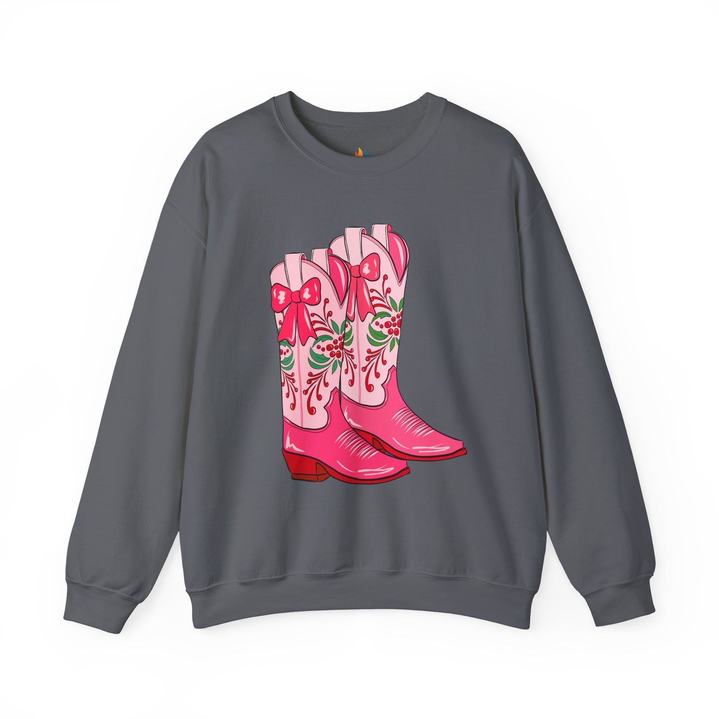 Boots, Christmas Sweatshirt, Unisex Crewneck, Holiday Season Outfit, Winter Sweatshirt