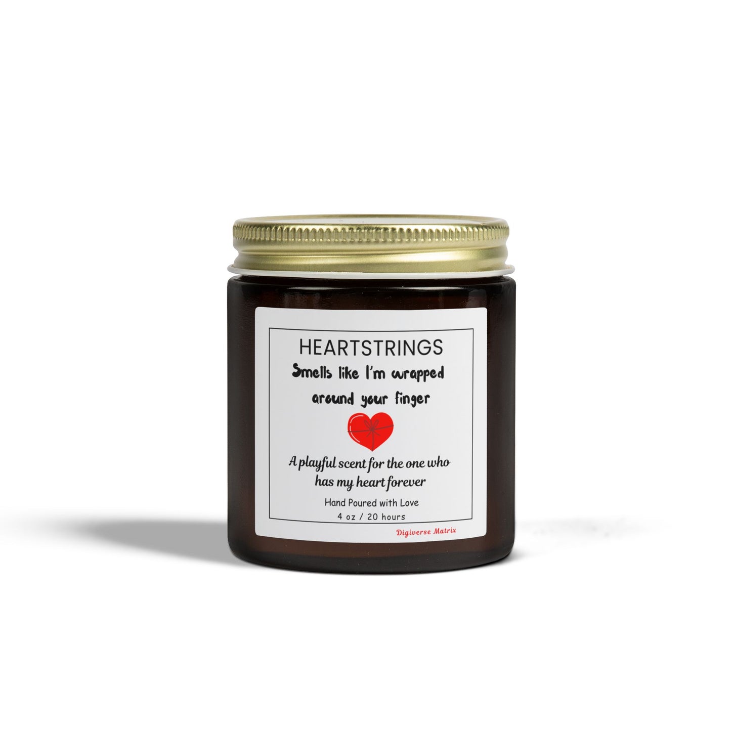 "Heartstrings" Soy Wax Jar (4oz & 9oz), Coconut Apricot Scented Candle - Valentines Day Gift