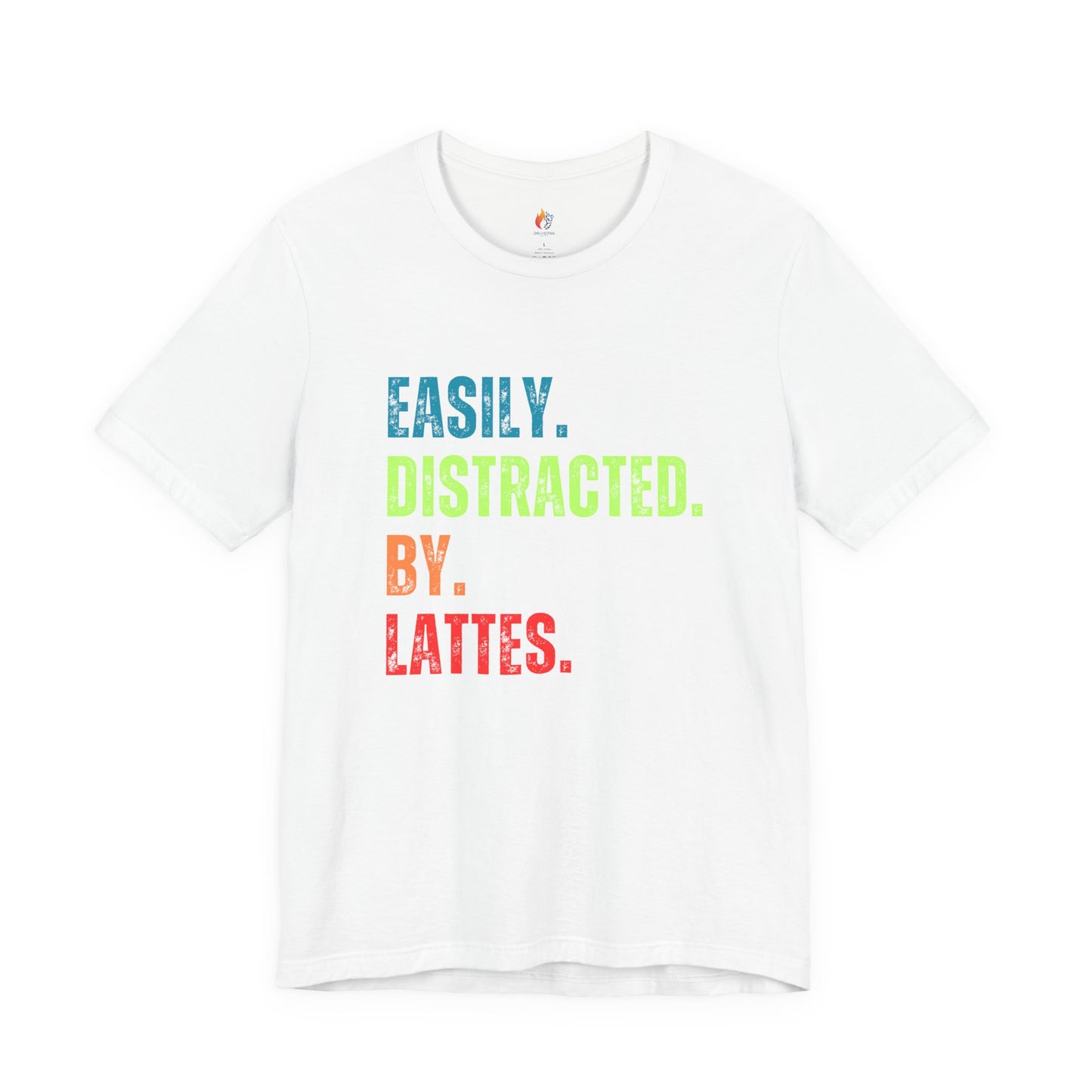 Coffee Lover T-Shirt - "Easily Distracted by Lattes" Graphic Tee