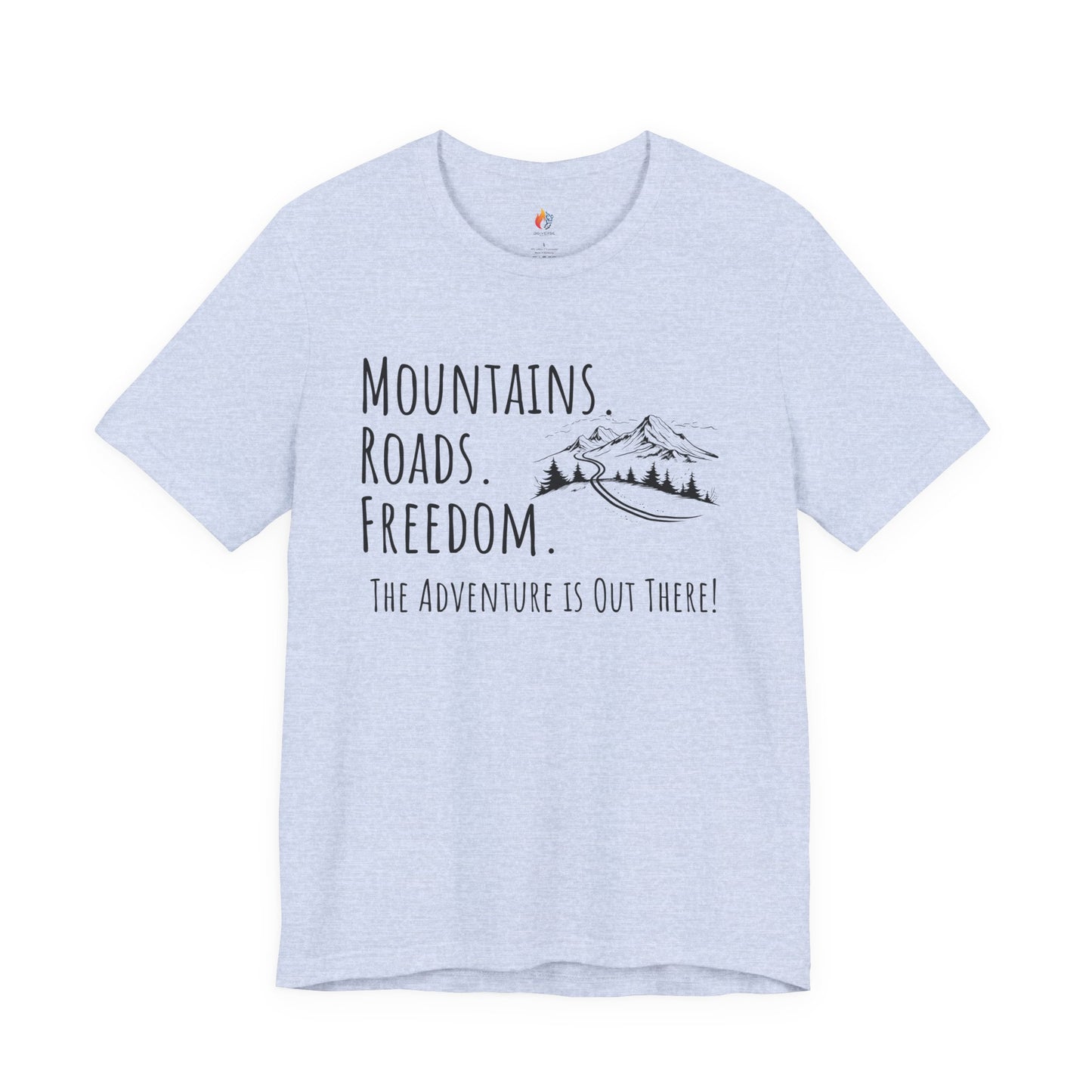 Travel lover T-Shirt - "Mountains, Roads, Freedom", Adventure Graphic Tee
