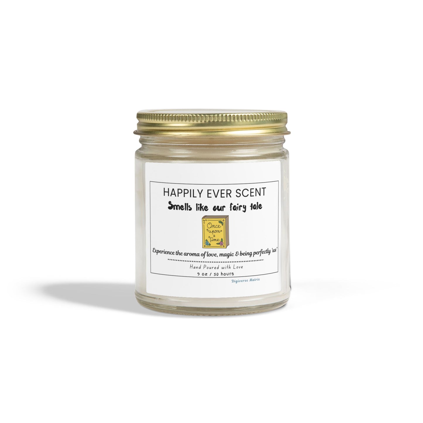 "Happily Ever Scent" Soy Wax Jar (4oz & 9oz), Coconut Apricot Scented Candle - Valentines Day Gift