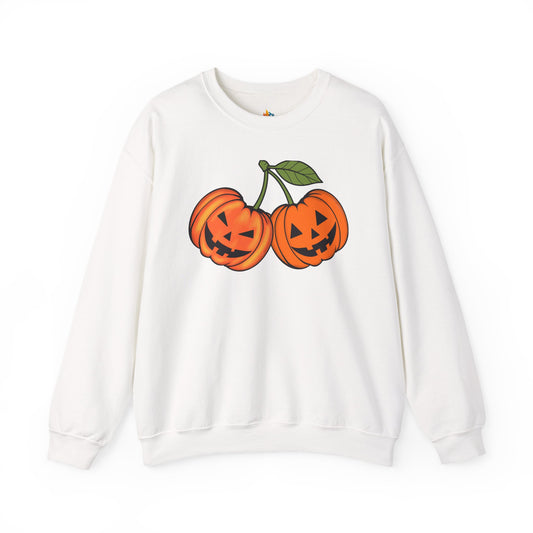 Halloween Cherry pumpkin Sweatshirt, Unisex Crewneck, Funny Halloween Apparel, Spooky Season Outfit, Cozy Fall Gift, Spooky Cute, Retro Halloween Gift
