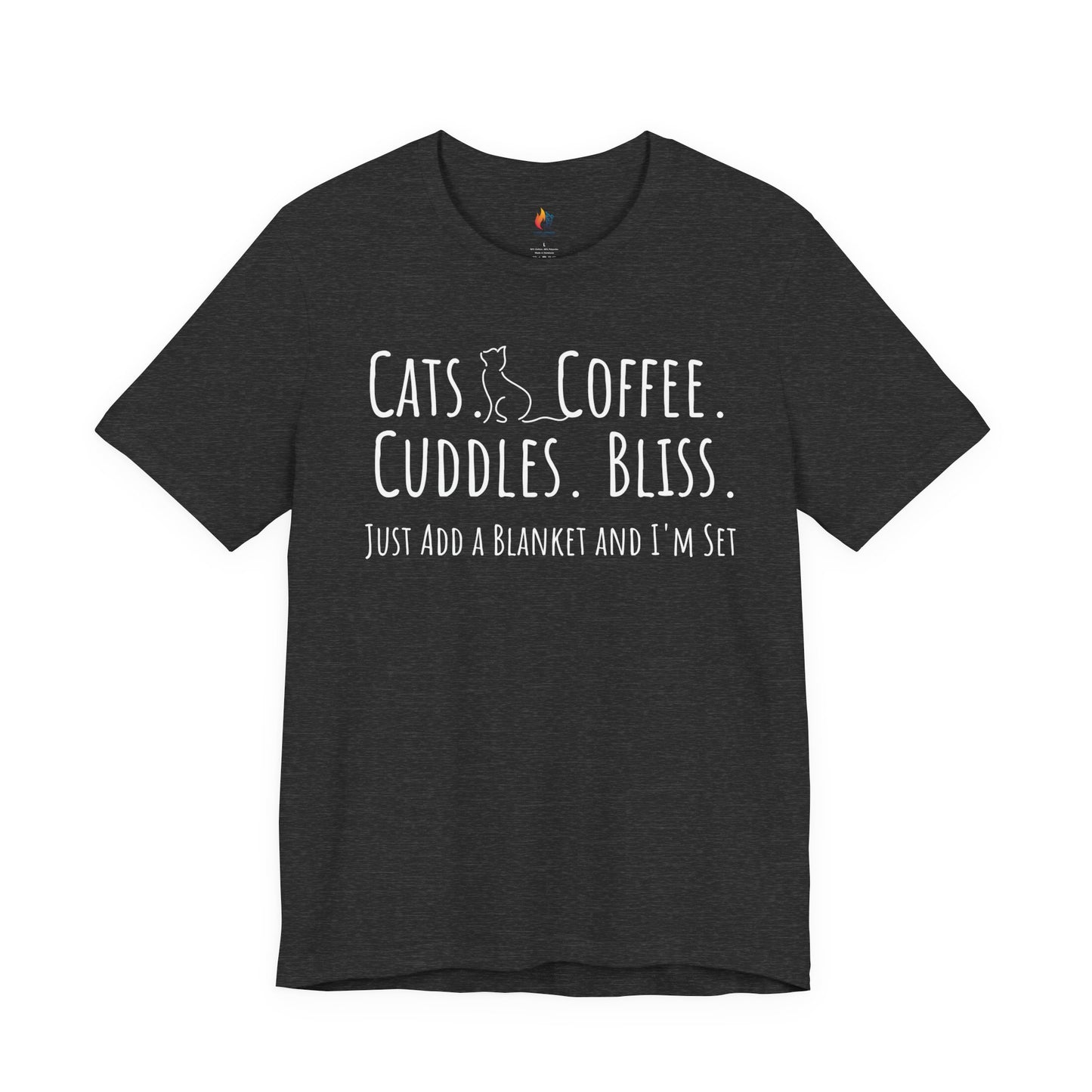 Cats, Coffee, Cuddles, Bliss - T-Shirt, Coffee lover, Cat Lover, Pet Lover Tee