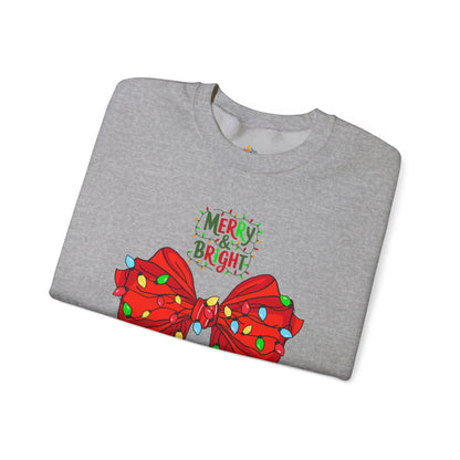 Merry & Bright, Christmas Sweatshirt, Unisex Crewneck, Holiday Season Outfit, Winter Sweatshirt