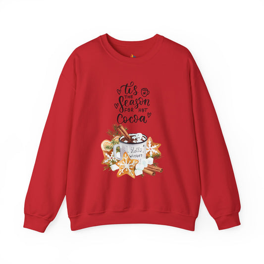 Tis the season for Hot Cocoa Christmas Sweatshirt, Unisex Crewneck, Holiday Season Outfit, Winter Sweatshirt