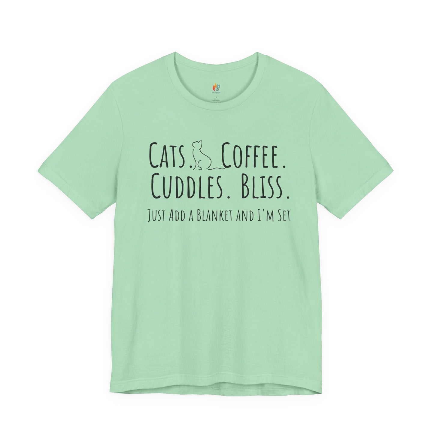 Cats, Coffee, Cuddles, Bliss - T-Shirt, Coffee lover, Cat Lover, Pet Lover Tee