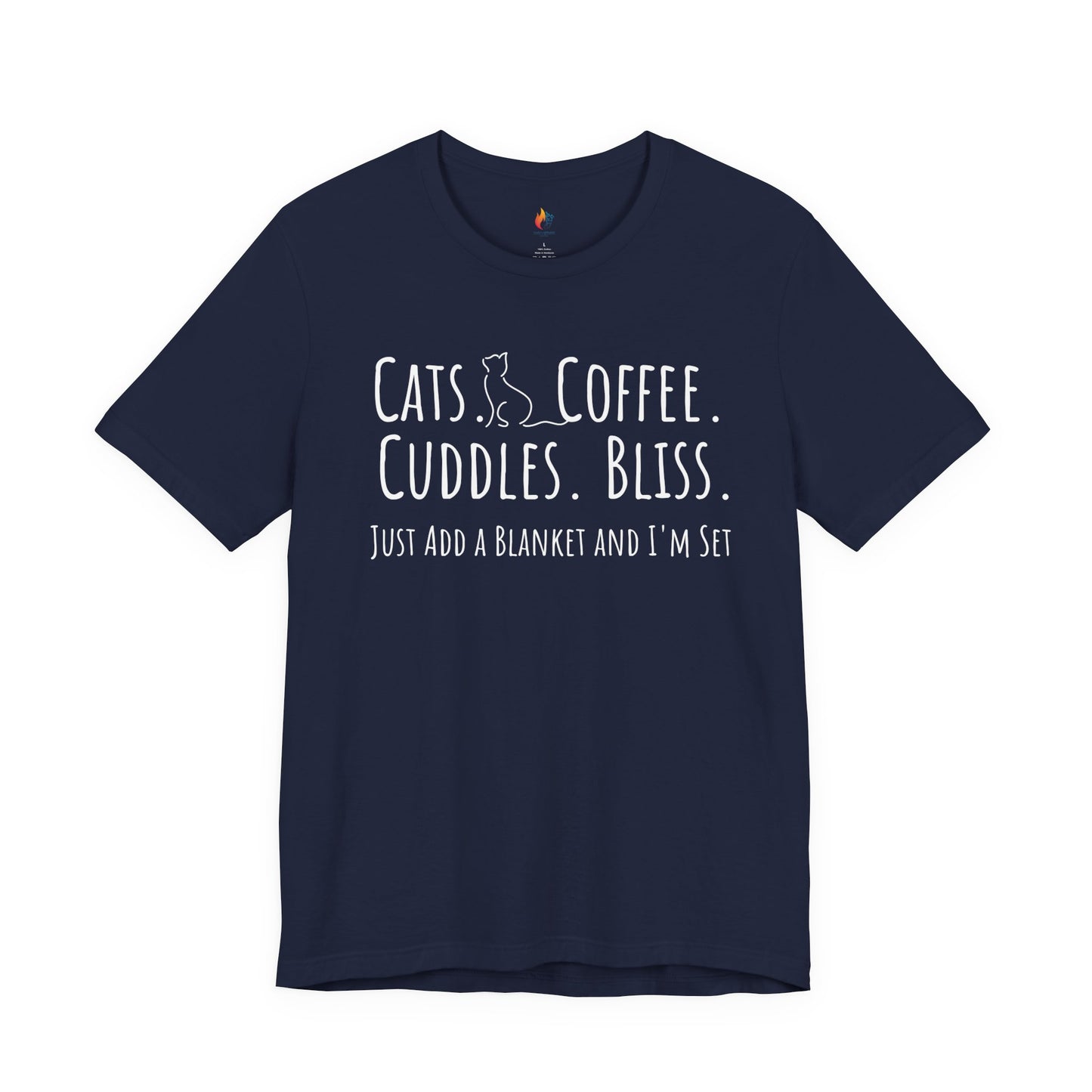 Cats, Coffee, Cuddles, Bliss - T-Shirt, Coffee lover, Cat Lover, Pet Lover Tee