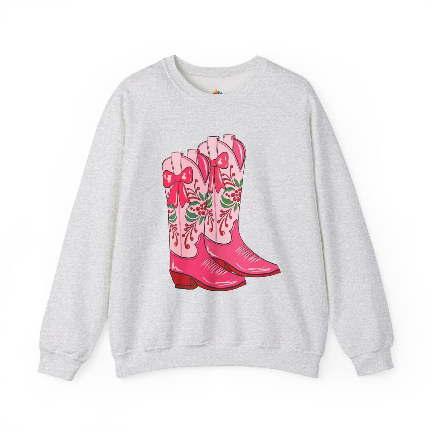 Boots, Christmas Sweatshirt, Unisex Crewneck, Holiday Season Outfit, Winter Sweatshirt