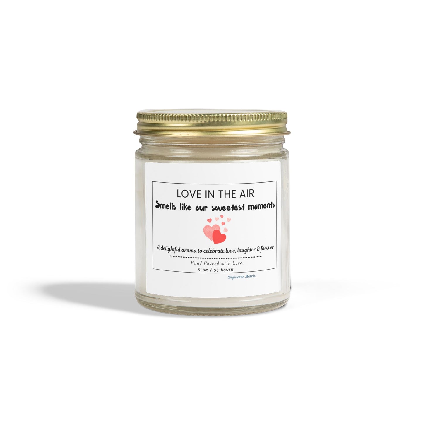 "Love in the Air" Soy Wax Jar (4oz & 9oz), Coconut Apricot Scented Candle - Valentines Day Gift