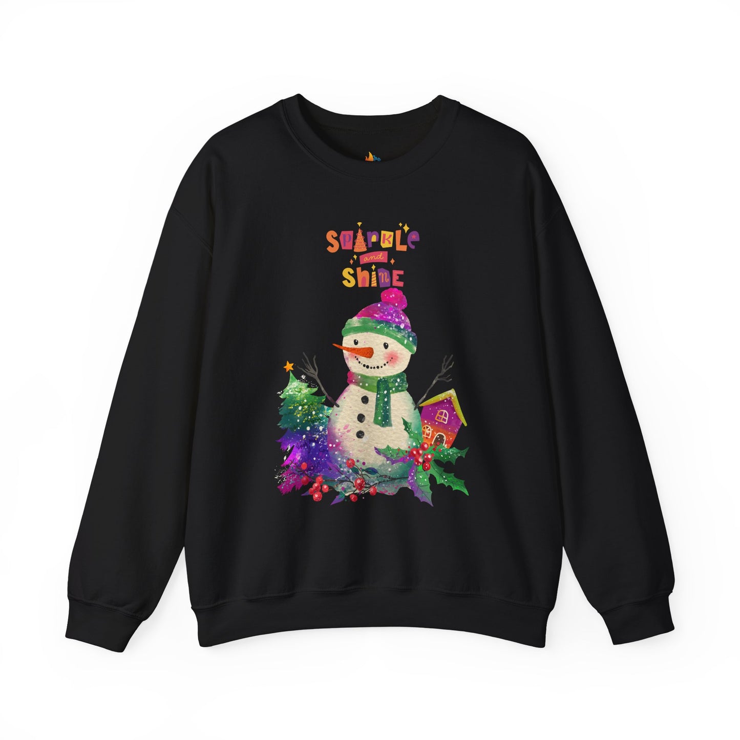 Sparkle & Shine, Snowman, Christmas Sweatshirt, Unisex Crewneck, Holiday Season Outfit, Winter Sweatshirt