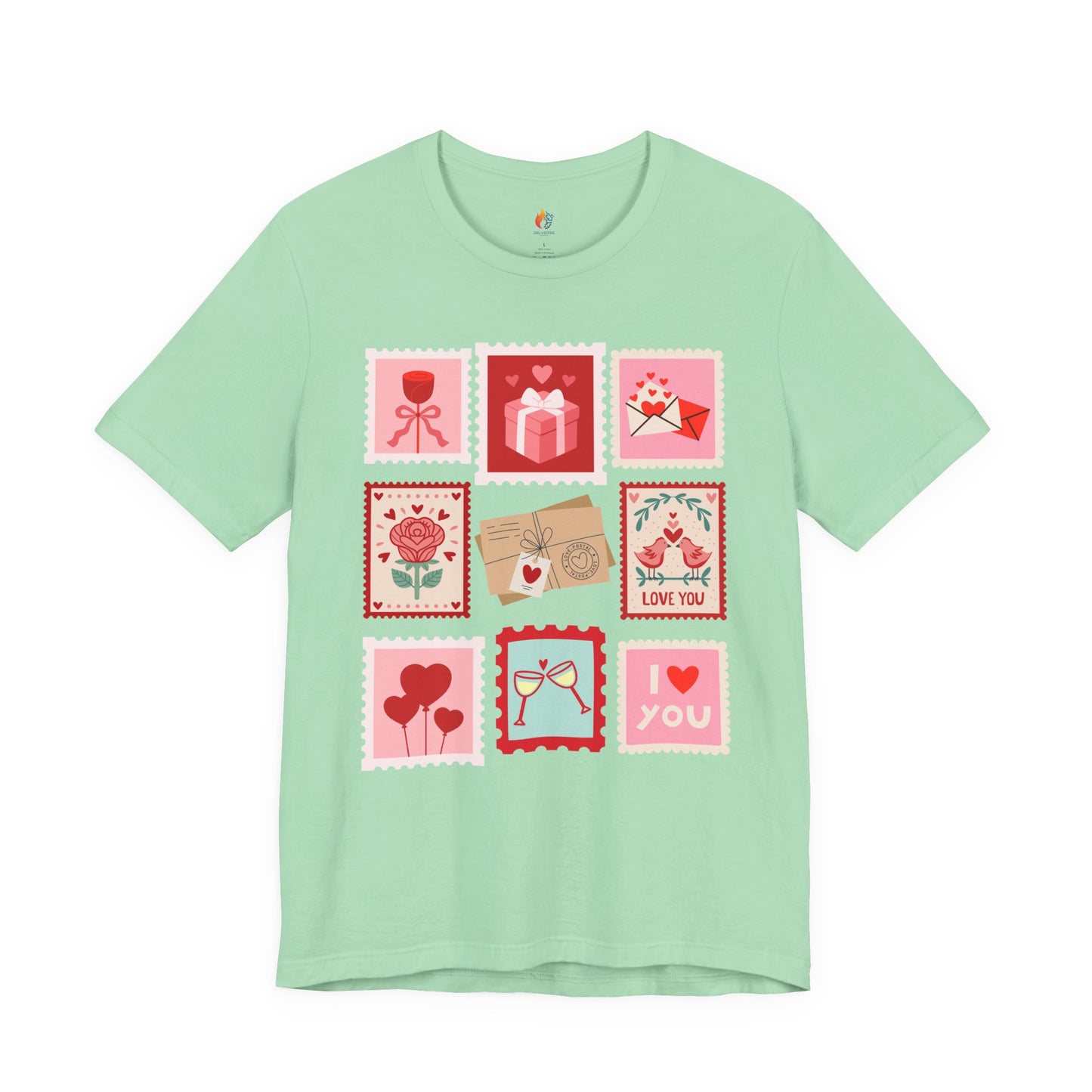 Love Stamps T-Shirt, Valentine’s Day T-shirt, Cute Valentine Shirt, Love Graphic Tee, Unisex Valentine Outfit, Gift for Him or Her, Romantic Holiday Tee