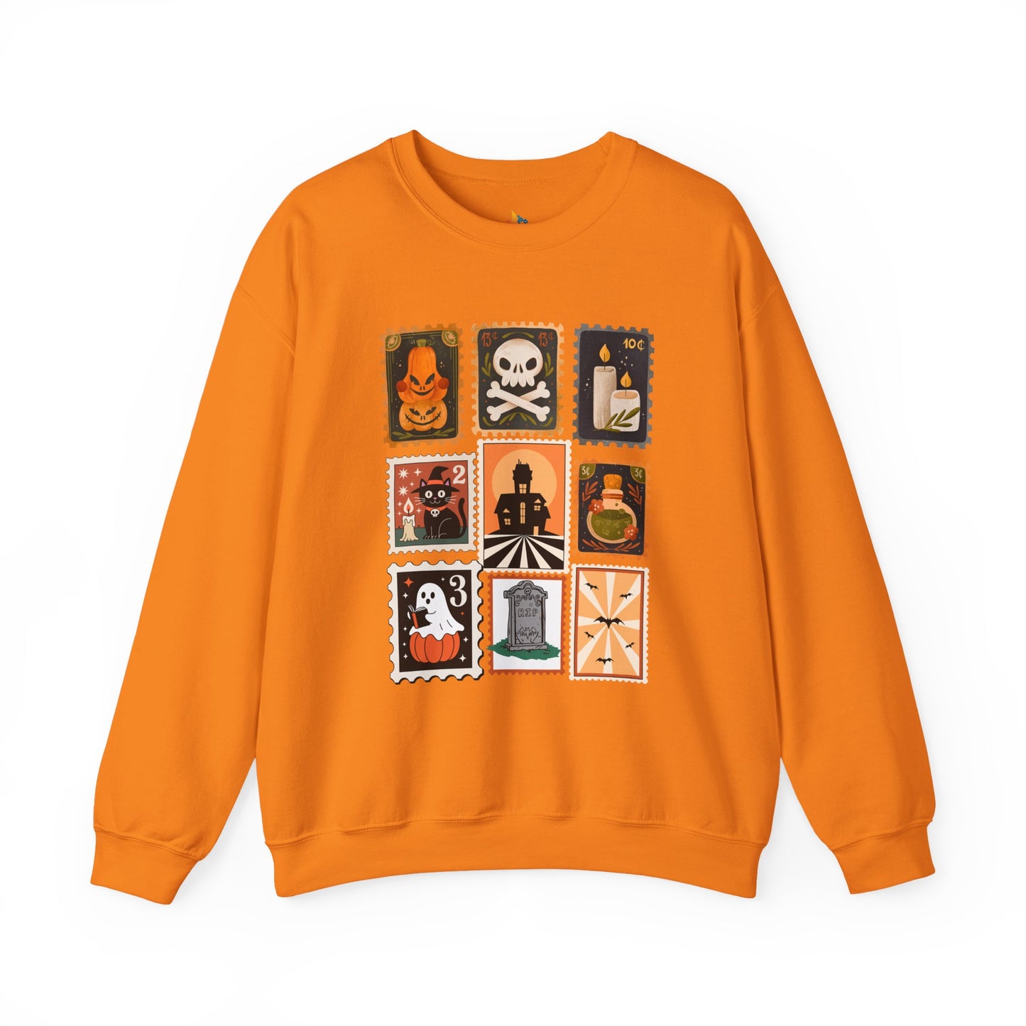 Halloween Stamp Sweatshirt, Unisex Crewneck, Fall Season Outfit, Spooky season Gift, Retro Halloween Gift