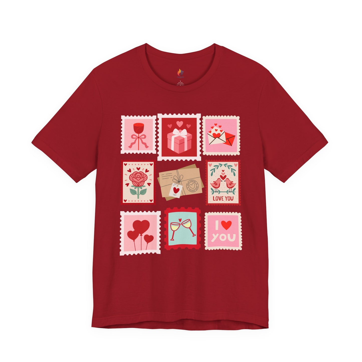 Love Stamps T-Shirt, Valentine’s Day T-shirt, Cute Valentine Shirt, Love Graphic Tee, Unisex Valentine Outfit, Gift for Him or Her, Romantic Holiday Tee