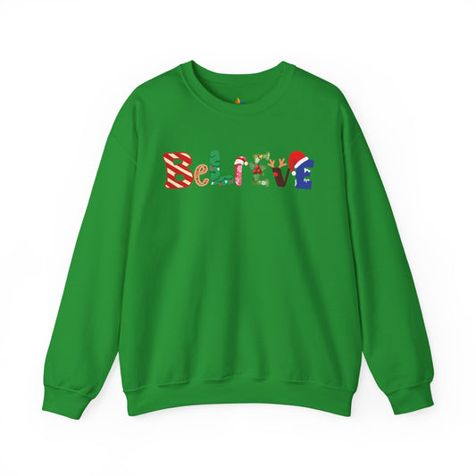 Believe, Christmas Sweatshirt, Unisex Crewneck, Holiday Season Outfit, Winter Sweatshirt