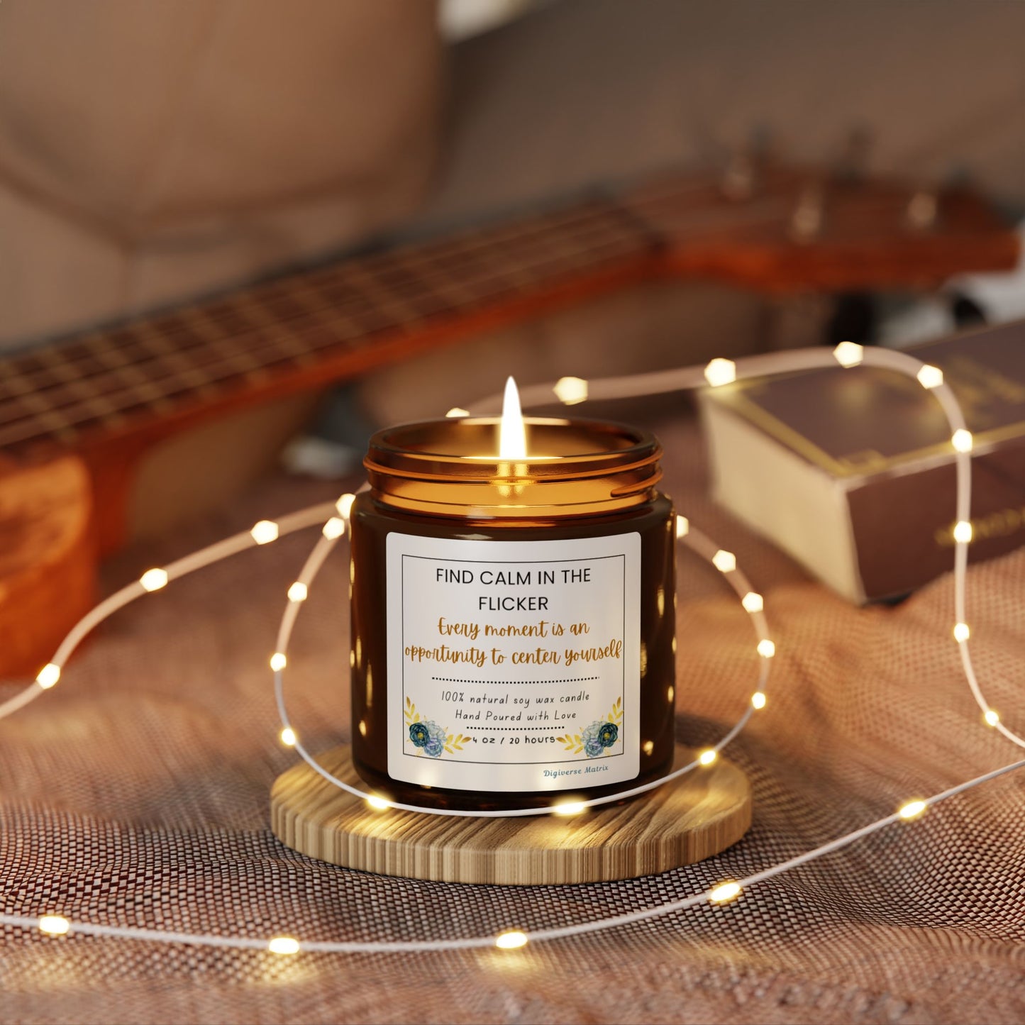 Find calm in the flicker Candle | Relaxing & Mindfulness Soy Candle | Meditation & Self-Care Gift