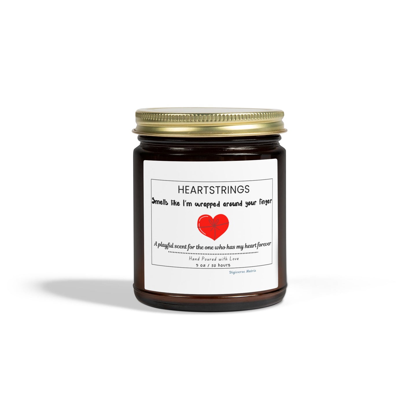 "Heartstrings" Soy Wax Jar (4oz & 9oz), Coconut Apricot Scented Candle - Valentines Day Gift