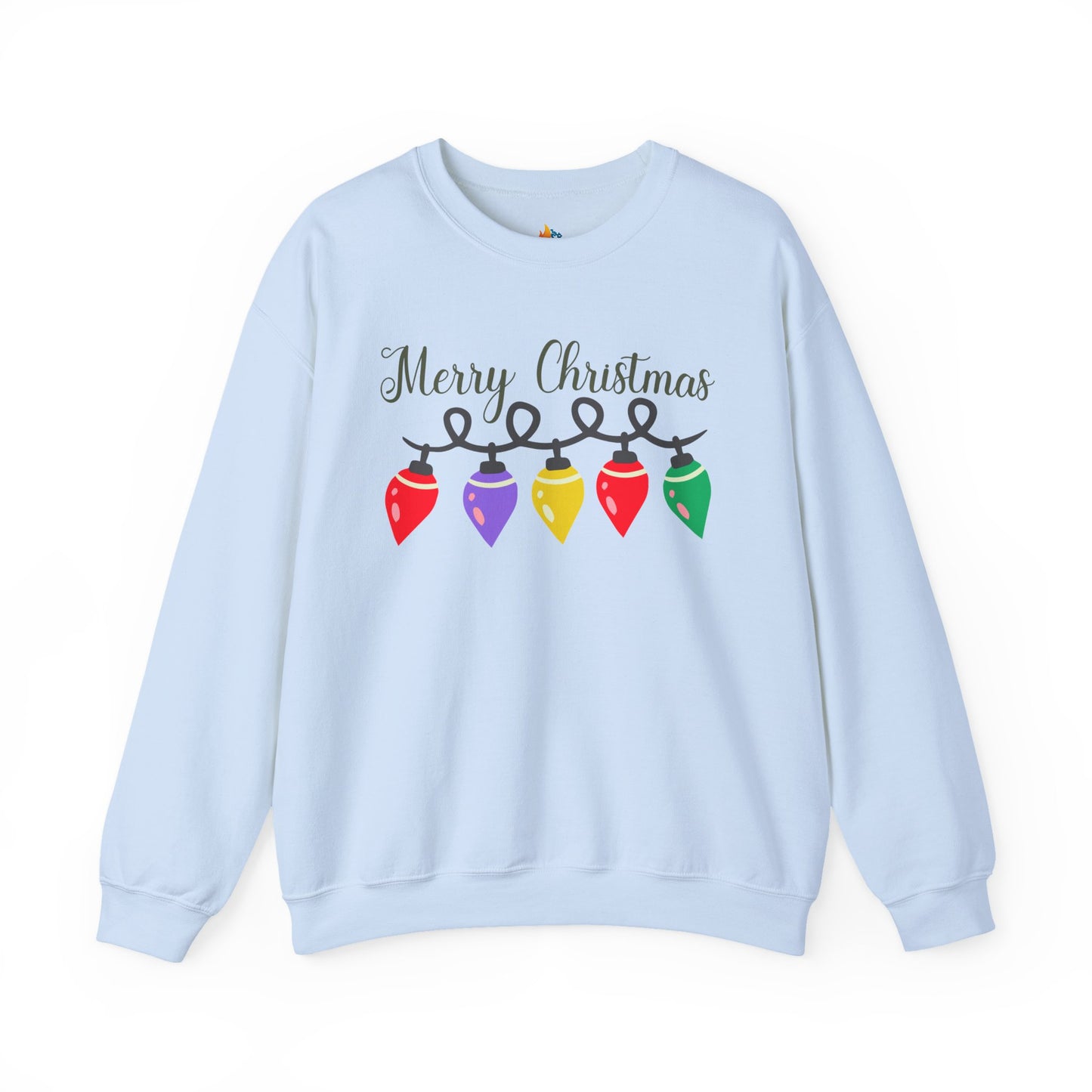Merry Christmas with lights Sweatshirt, Unisex Crewneck, Holiday Season Outfit, Winter Sweatshirt