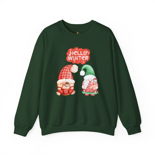 Hello Winter, Christmas Sweatshirt, Unisex Crewneck, Holiday Season Outfit, Winter Sweatshirt