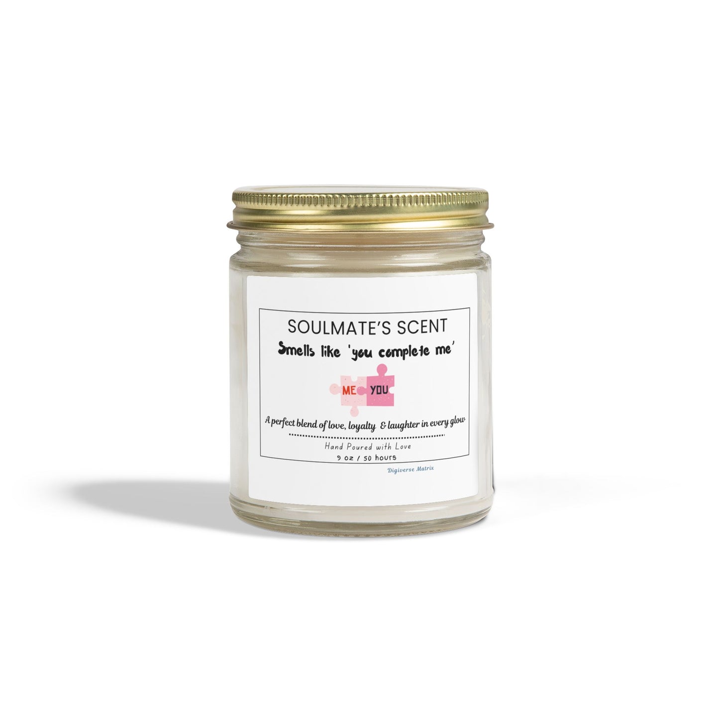 "Soulmate's Scent" Soy Wax Jar (4oz & 9oz), Coconut Apricot Scented Candle - Valentines Day Gift
