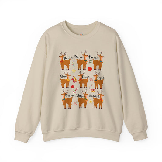 Reindeer, Christmas Sweatshirt, Unisex Crewneck, Holiday Season Outfit, Winter Sweatshirt
