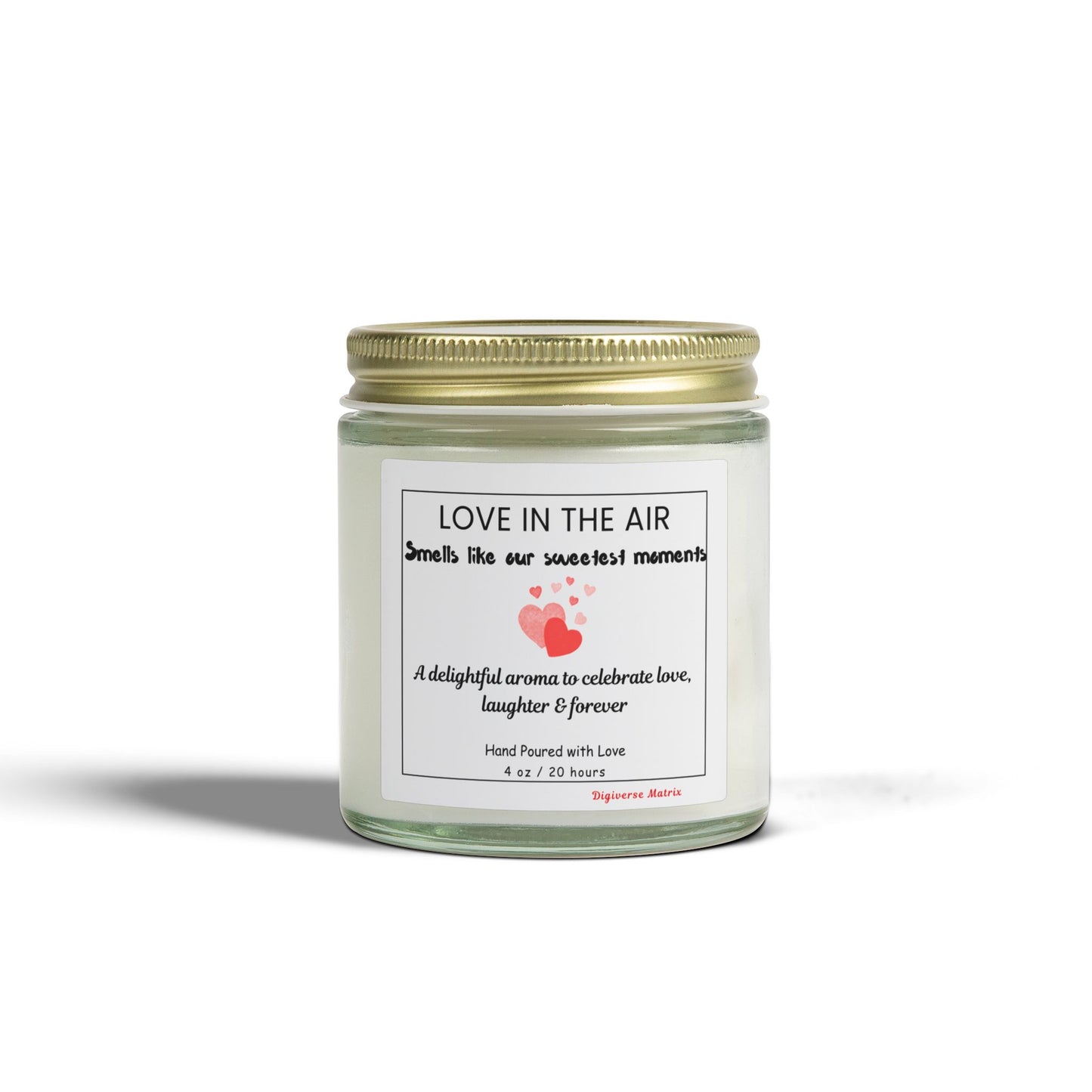 "Love in the Air" Soy Wax Jar (4oz & 9oz), Coconut Apricot Scented Candle - Valentines Day Gift
