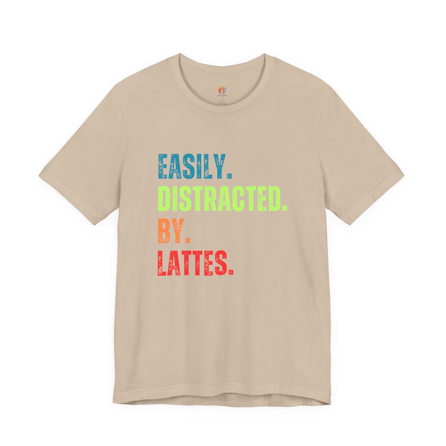 Coffee Lover T-Shirt - "Easily Distracted by Lattes" Graphic Tee