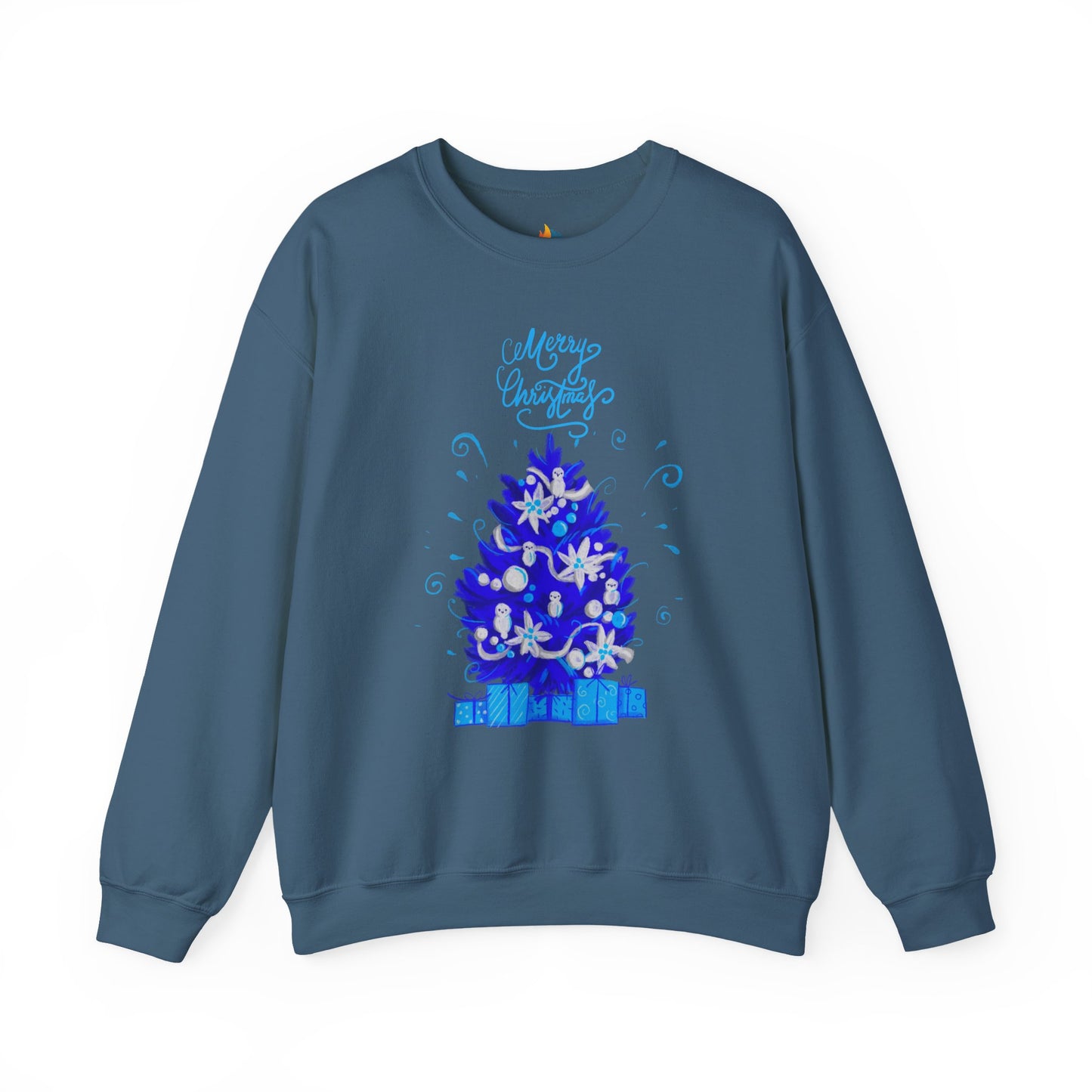 Blue Christmas Sweatshirt, Unisex Crewneck, Holiday Season Outfit, Winter Sweatshirt
