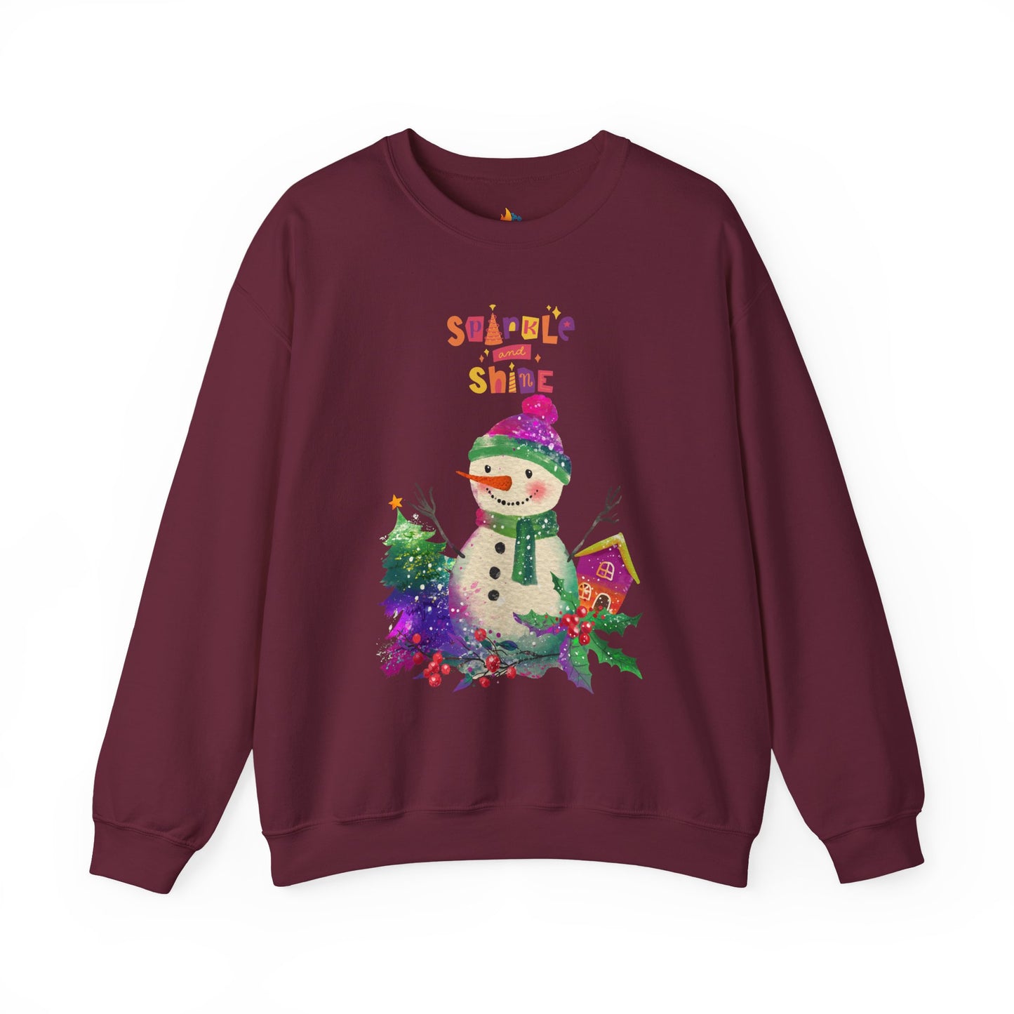 Sparkle & Shine, Snowman, Christmas Sweatshirt, Unisex Crewneck, Holiday Season Outfit, Winter Sweatshirt