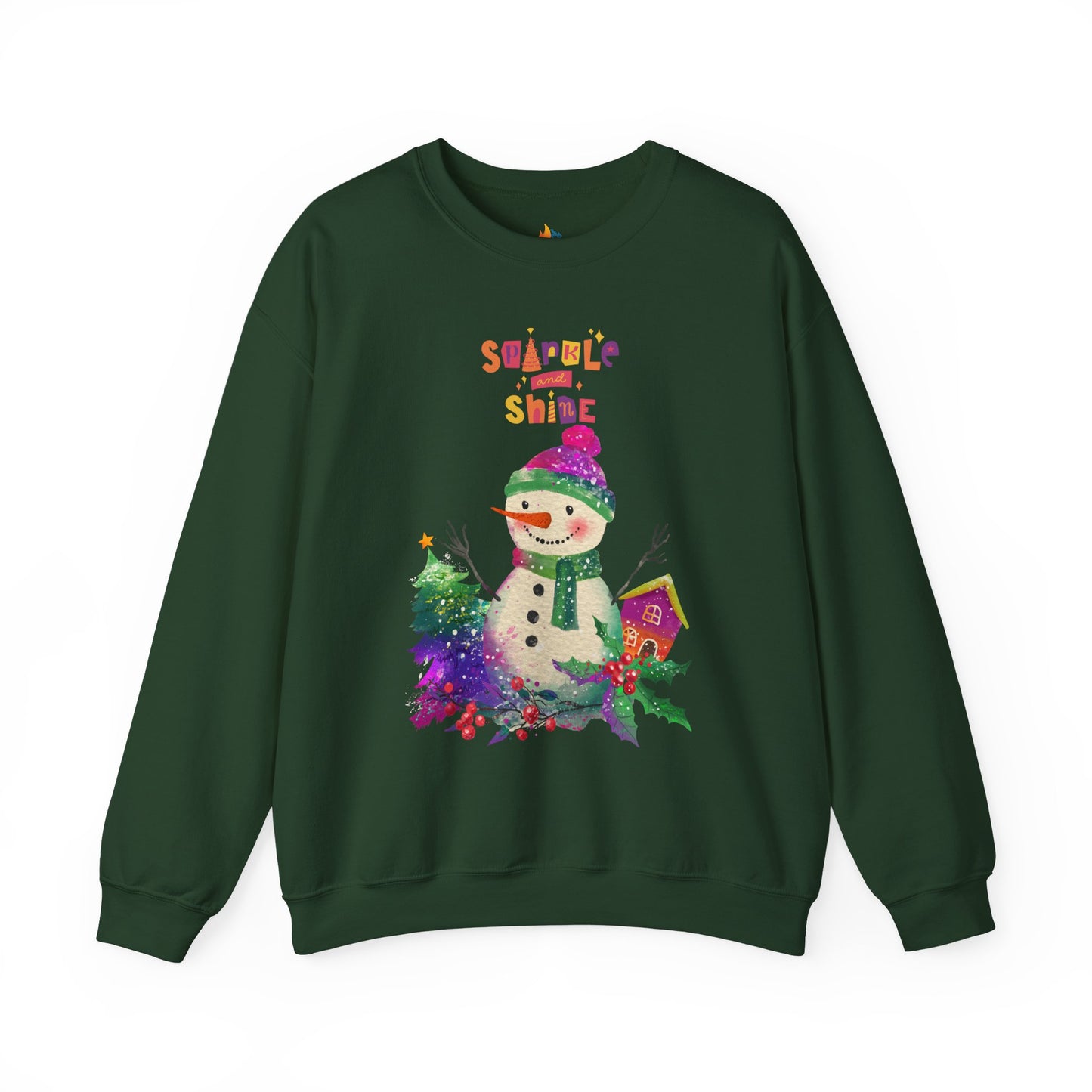 Sparkle & Shine, Snowman, Christmas Sweatshirt, Unisex Crewneck, Holiday Season Outfit, Winter Sweatshirt