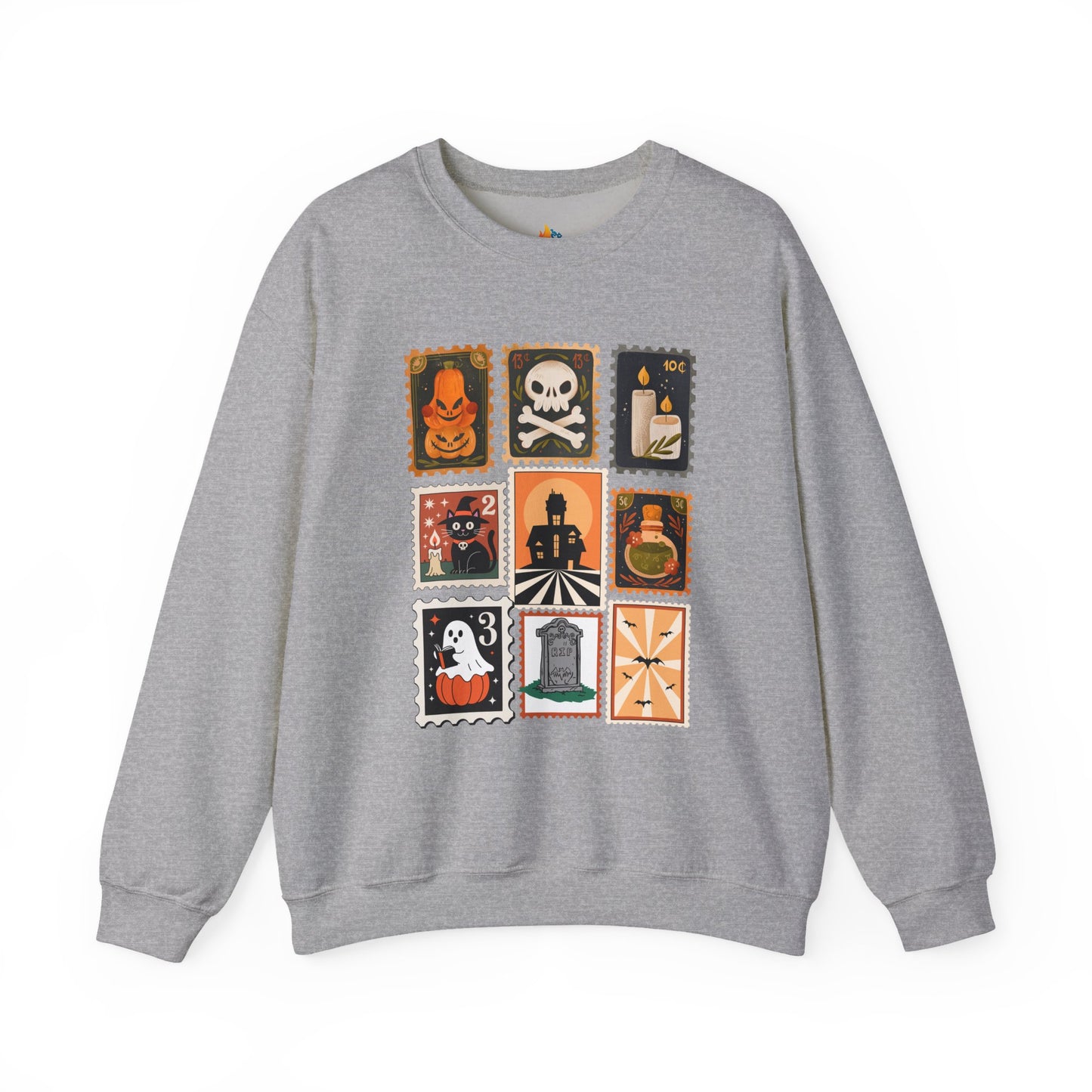 Halloween Stamp Sweatshirt, Unisex Crewneck, Fall Season Outfit, Spooky season Gift, Retro Halloween Gift