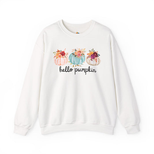 Hello Pumpkin Sweatshirt, Unisex Crewneck, Fall Season Outfit, Cozy Fall Gift, Halloween gift