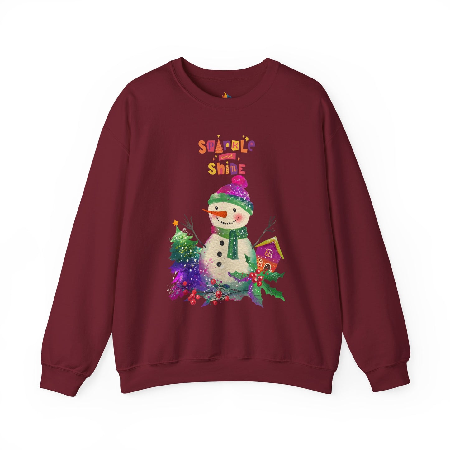 Sparkle & Shine, Snowman, Christmas Sweatshirt, Unisex Crewneck, Holiday Season Outfit, Winter Sweatshirt