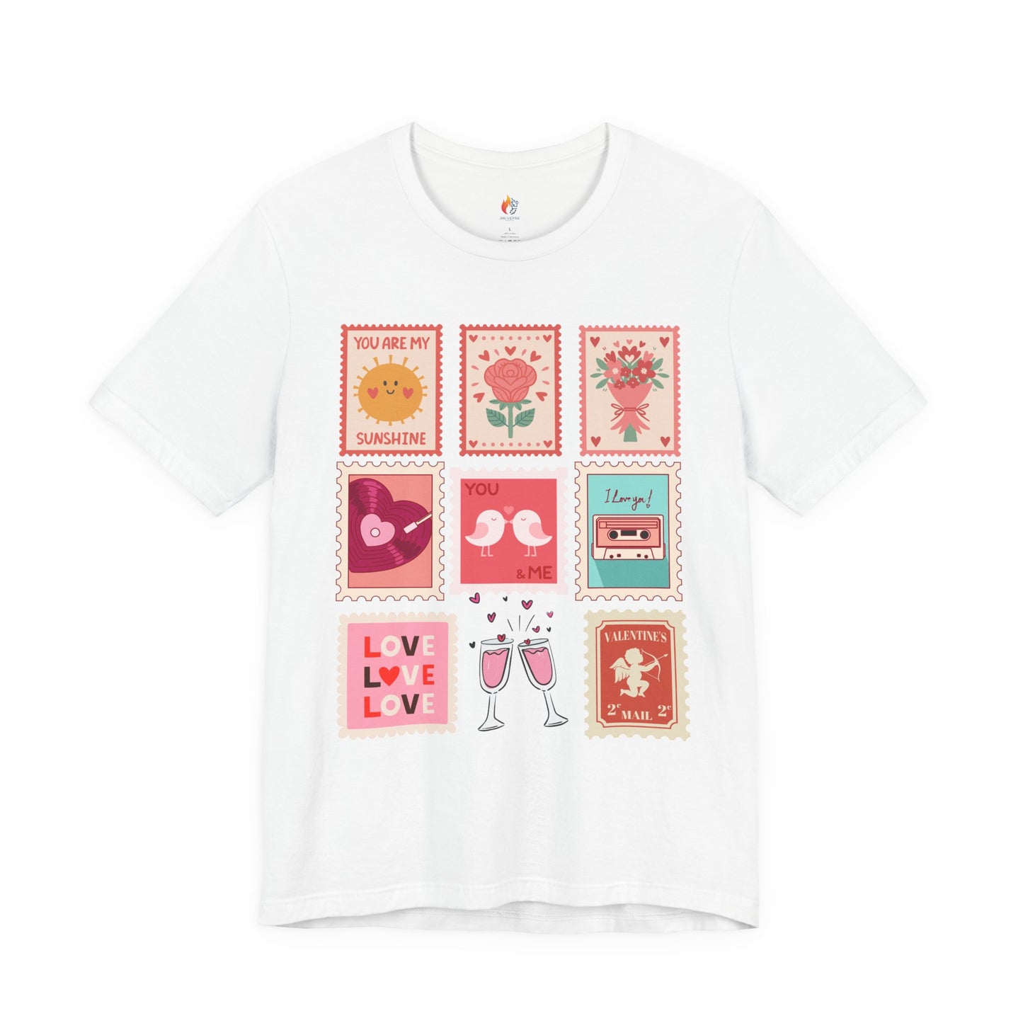 Love Stamps T-Shirt, Valentine’s Day T-shirt, Cute Valentine Shirt, Love Graphic Tee, Unisex Valentine Outfit, Gift for Him or Her, Romantic Holiday Tee