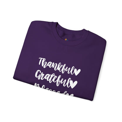Thankful, Grateful, Blesses - Thanksgiving Sweatshirt, Unisex Crewneck, Fall Season Outfit, Cozy Fall Gift