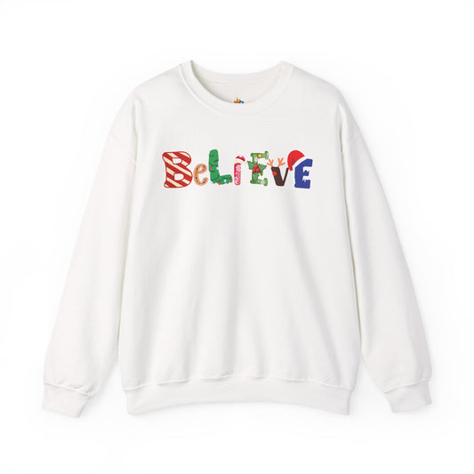 Believe, Christmas Sweatshirt, Unisex Crewneck, Holiday Season Outfit, Winter Sweatshirt