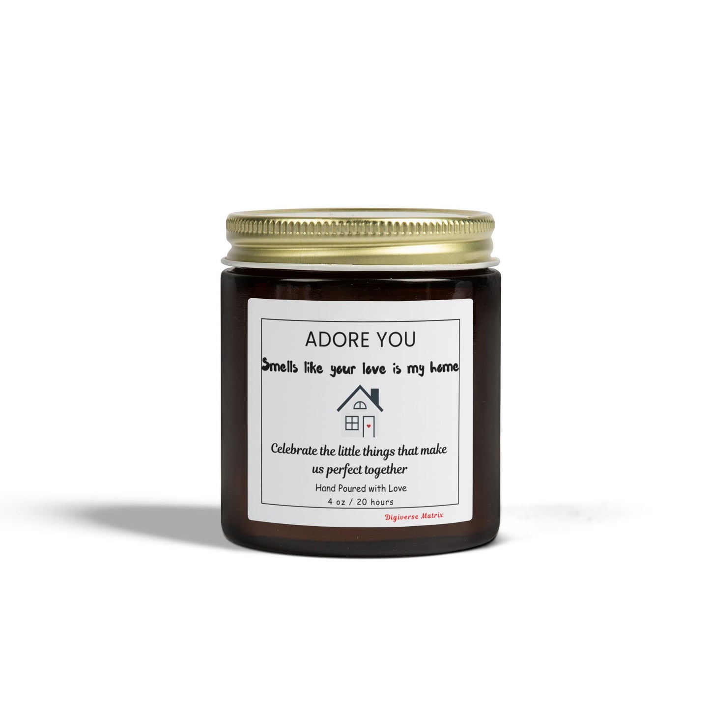 "Adore You" Soy Wax Jar (4oz & 9oz), Coconut Apricot Scented Candle - Valentines Day Gift
