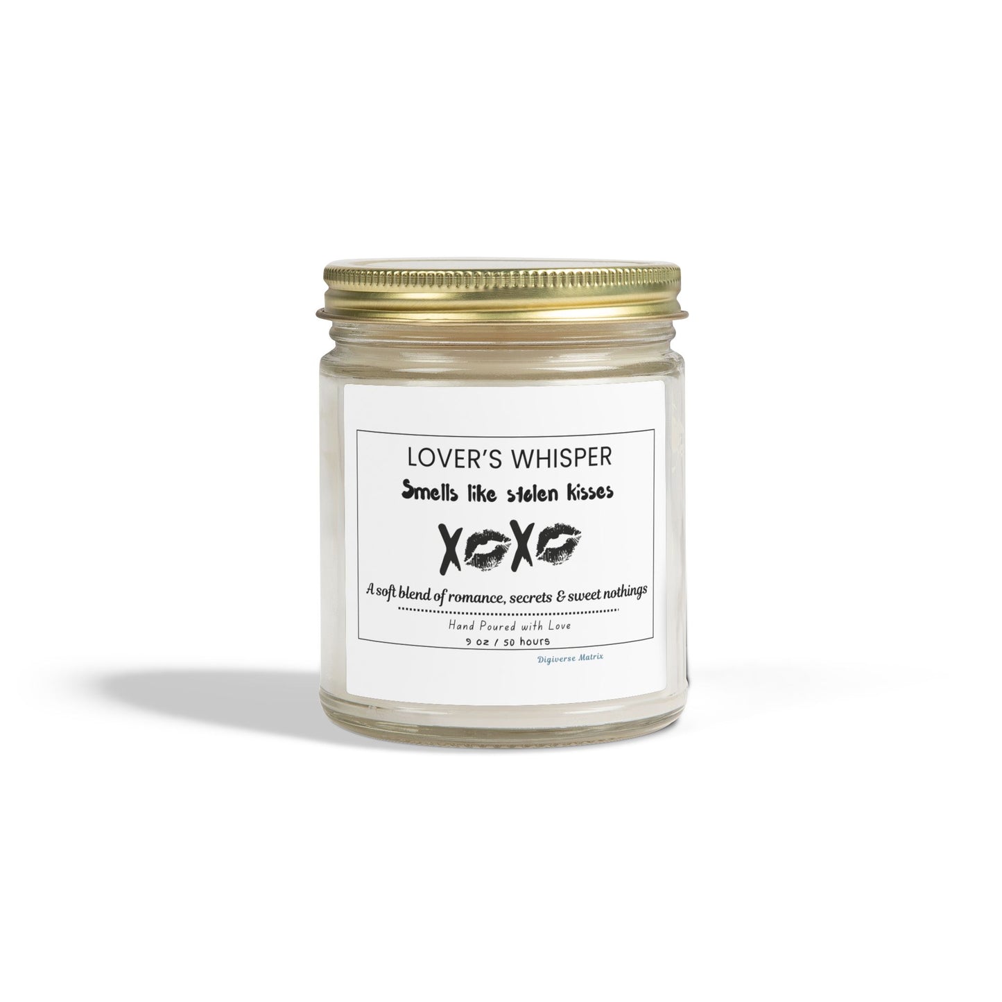 "Lover's Whisper" Soy Wax Jar (4oz & 9oz), Coconut Apricot Scented Candle - Valentines Day Gift