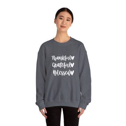Thankful, Grateful, Blesses - Thanksgiving Sweatshirt, Unisex Crewneck, Fall Season Outfit, Cozy Fall Gift