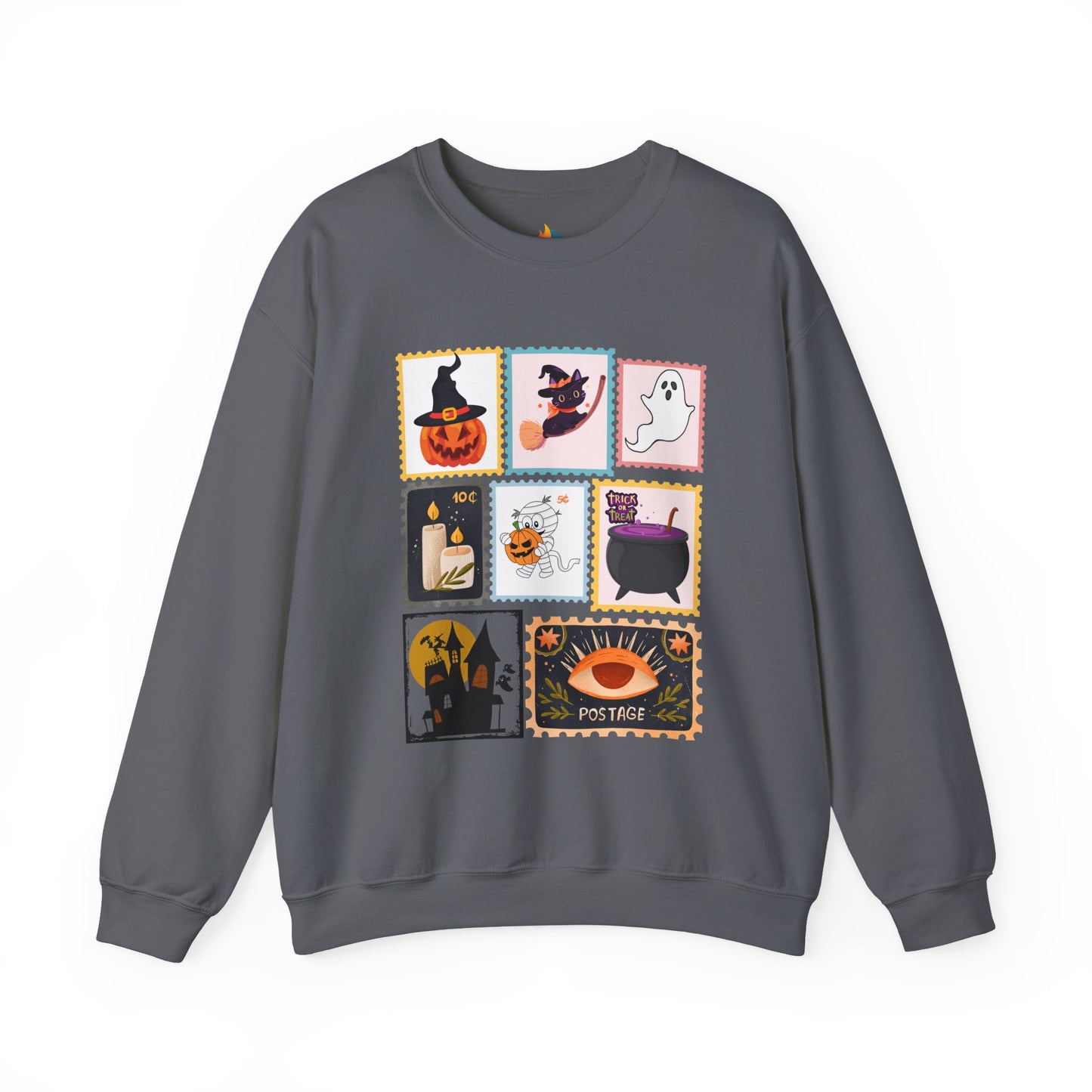Halloween Stamp Sweatshirt, Unisex Crewneck, Fall Season Outfit, Spooky season Gift, Retro Halloween Gift