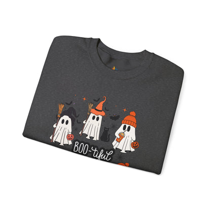 Boo-tiful ghost Sweatshirt, Unisex Crewneck, Fall Season Outfit, Cozy Fall Gift, Halloween Gift