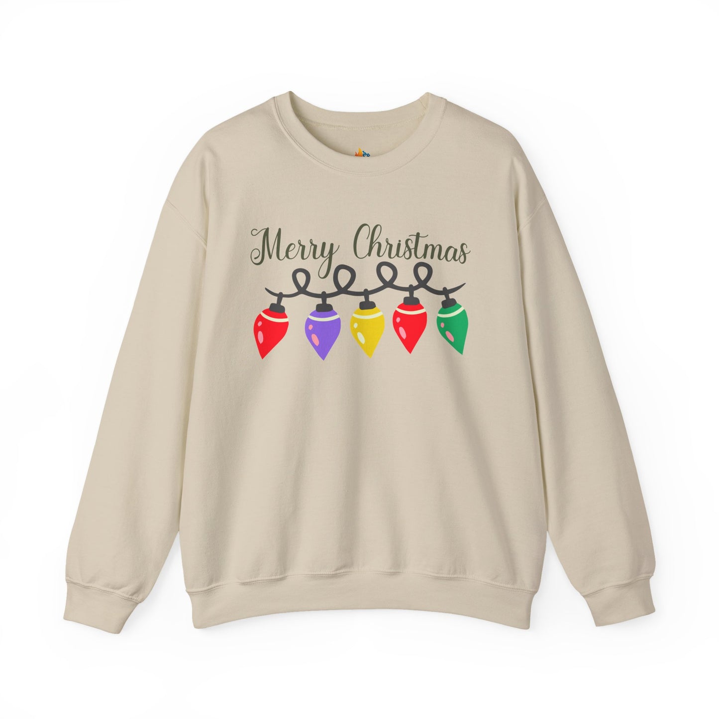 Merry Christmas with lights Sweatshirt, Unisex Crewneck, Holiday Season Outfit, Winter Sweatshirt