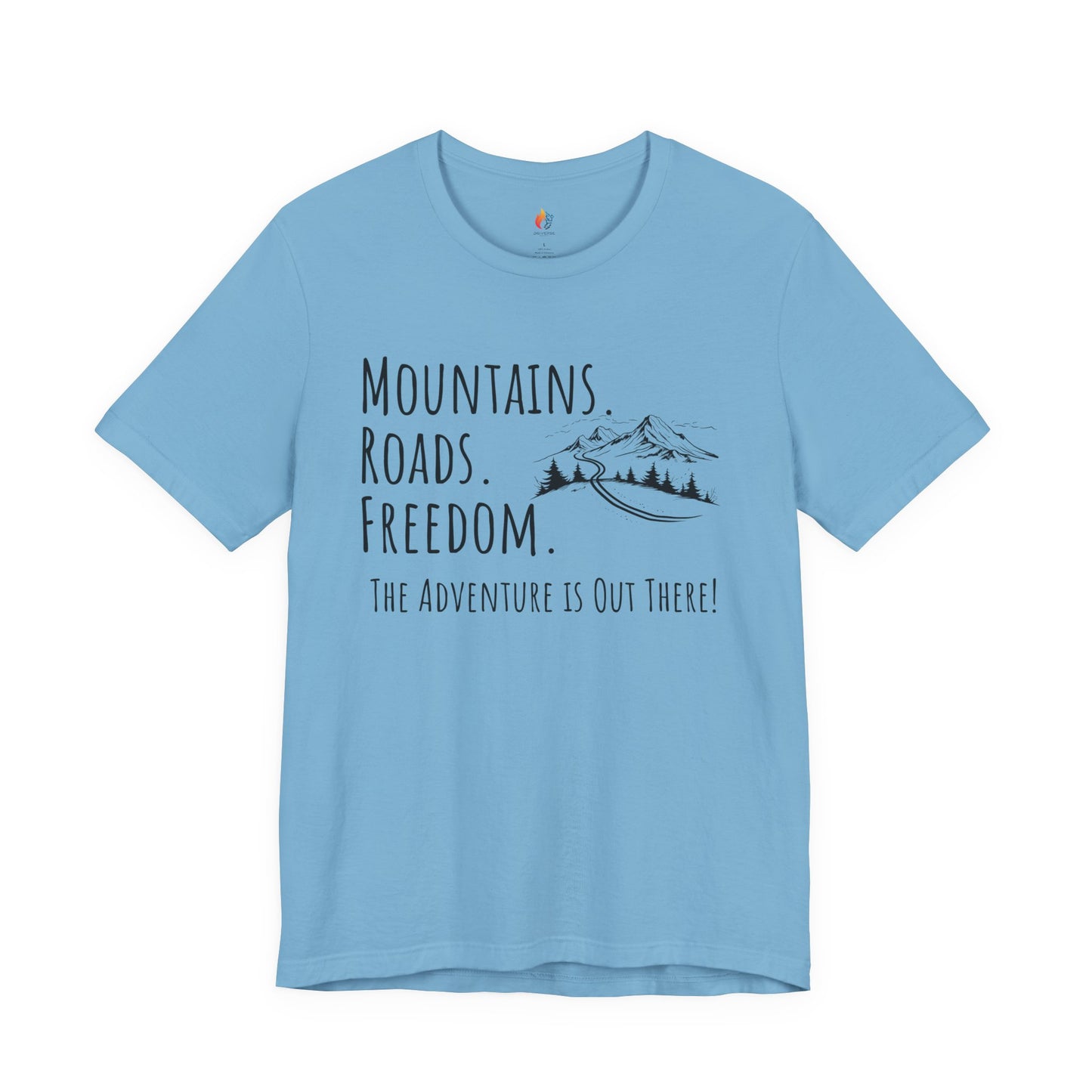 Travel lover T-Shirt - "Mountains, Roads, Freedom", Adventure Graphic Tee