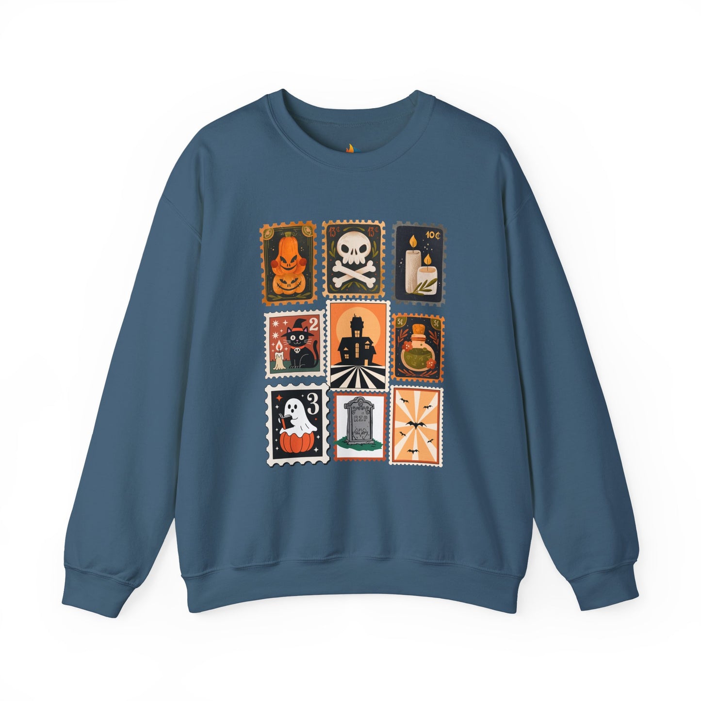 Halloween Stamp Sweatshirt, Unisex Crewneck, Fall Season Outfit, Spooky season Gift, Retro Halloween Gift