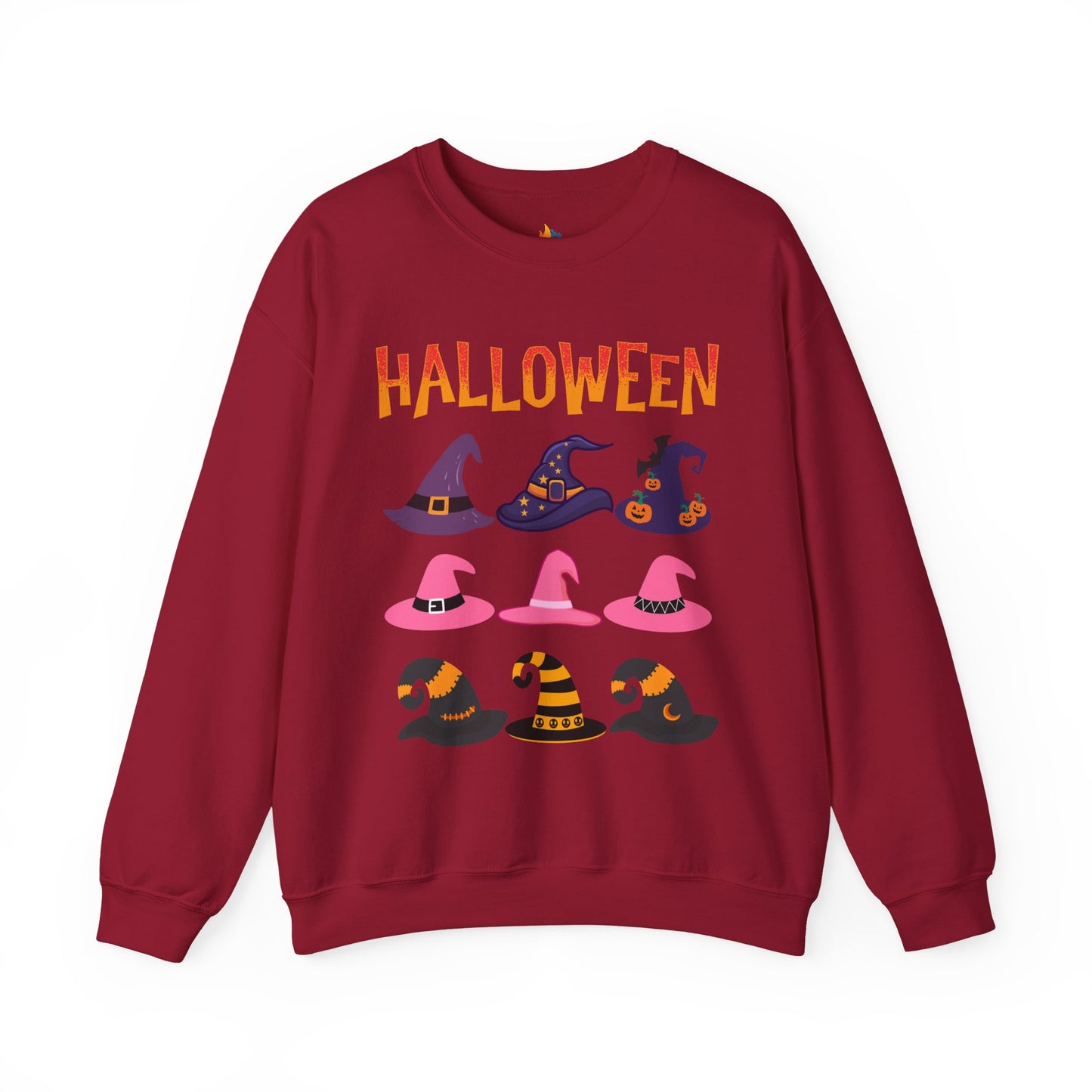 Halloween Witch hat Sweatshirt, Unisex Crewneck, Funny Halloween Apparel, Spooky Season Outfit, Cozy Fall Gift, Spooky Cute, Retro Halloween Gift