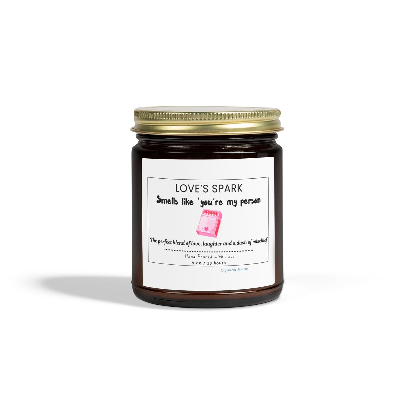 "Love's Spark" Soy Wax Jar (4oz & 9oz), Coconut Apricot Scented Candle - Valentines Day Gift