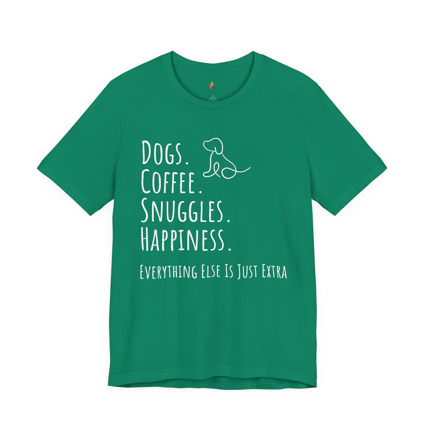 Dogs Coffee Snuggles Happiness T-Shirt, Dog Lover Gift, Coffee Lover Tee, Cozy Quote Shirt