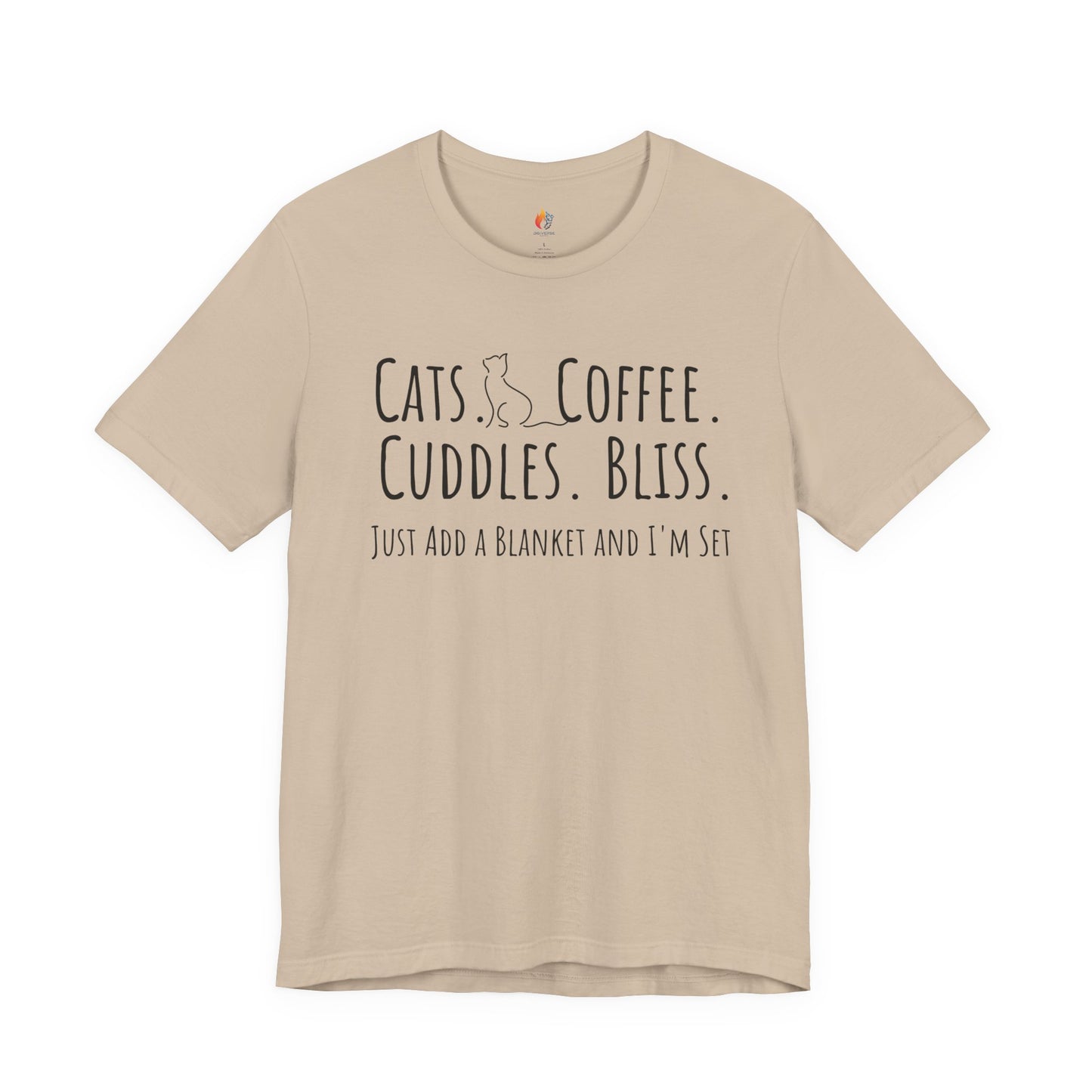 Cats, Coffee, Cuddles, Bliss - T-Shirt, Coffee lover, Cat Lover, Pet Lover Tee
