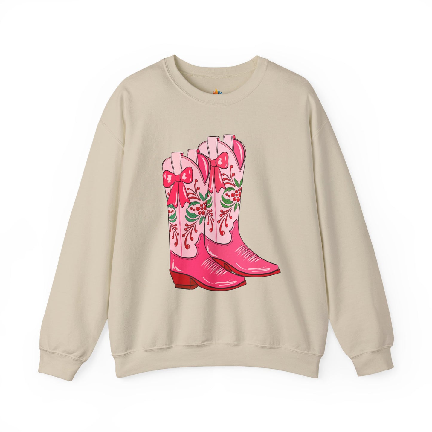 Boots, Christmas Sweatshirt, Unisex Crewneck, Holiday Season Outfit, Winter Sweatshirt