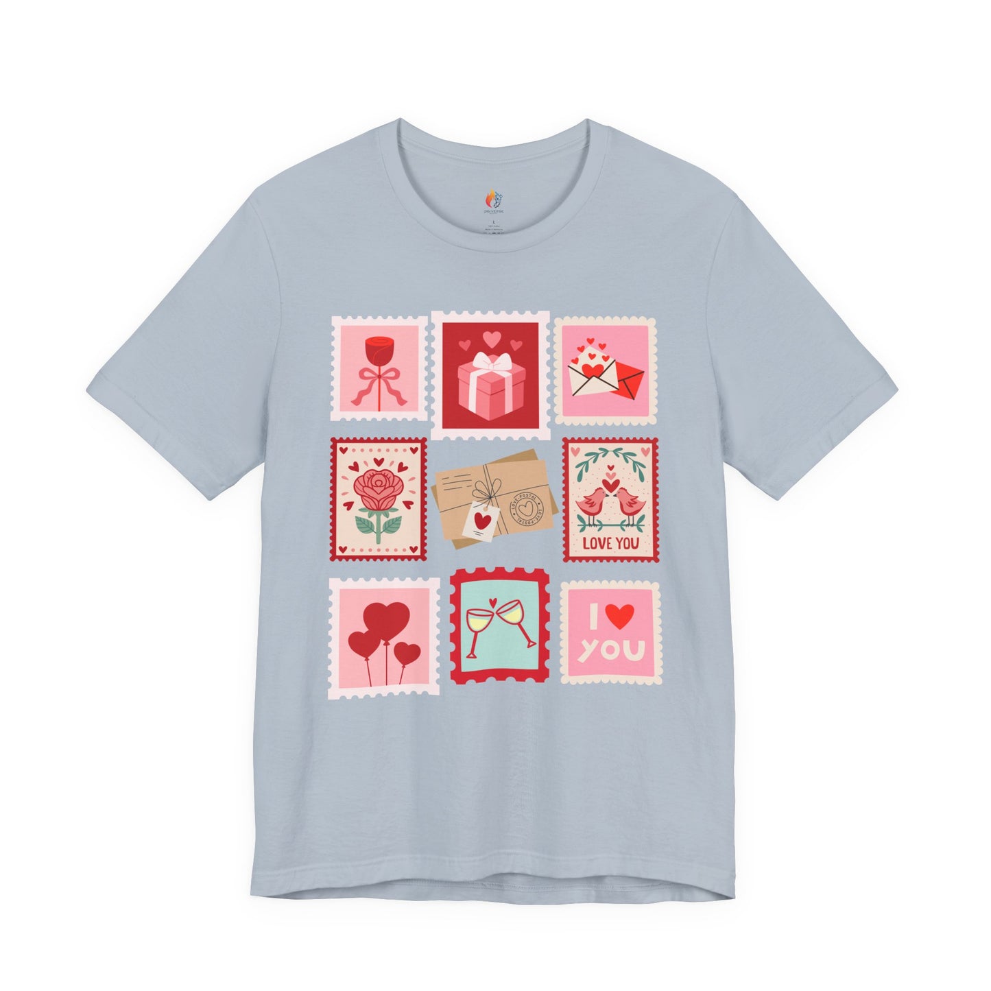 Love Stamps T-Shirt, Valentine’s Day T-shirt, Cute Valentine Shirt, Love Graphic Tee, Unisex Valentine Outfit, Gift for Him or Her, Romantic Holiday Tee