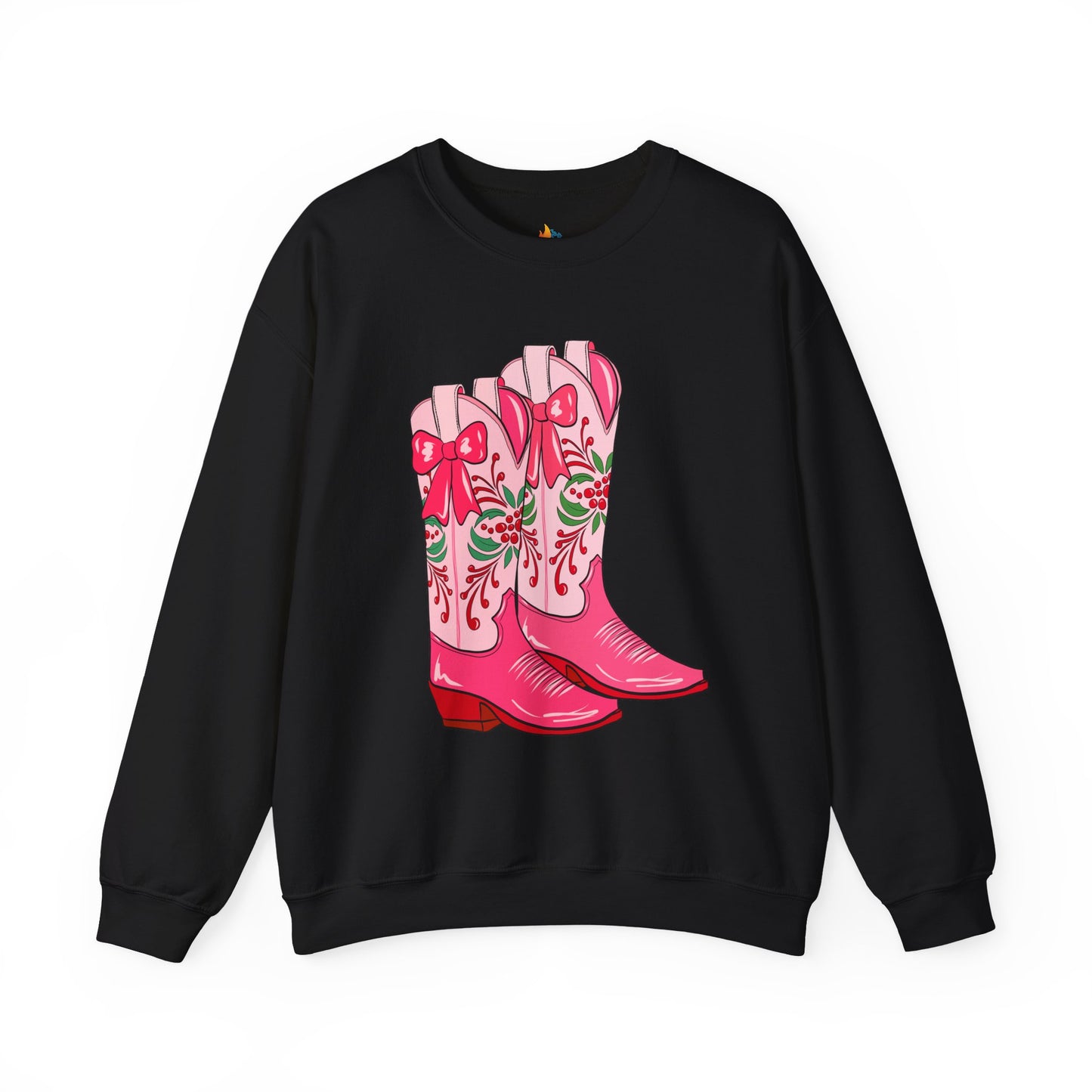 Boots, Christmas Sweatshirt, Unisex Crewneck, Holiday Season Outfit, Winter Sweatshirt